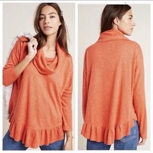 Maeve for Anthropologie Addie ruffled hacci cowl neck top